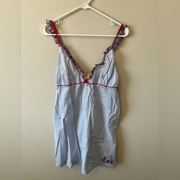 lei Dresses & Skirts - Vintage Y2K L.e.i. Striped Ruffle Slip Dress Nightgown Baby Doll Camisole NWT